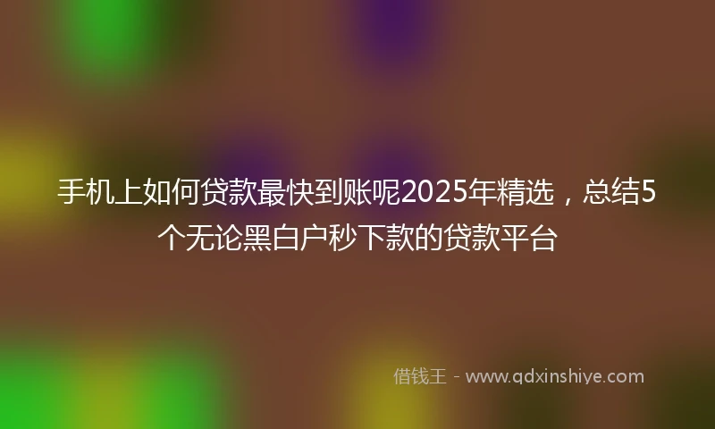 手机上如何贷款最快到账呢2025年精选，总结5个无论黑白户秒下款的贷款平台