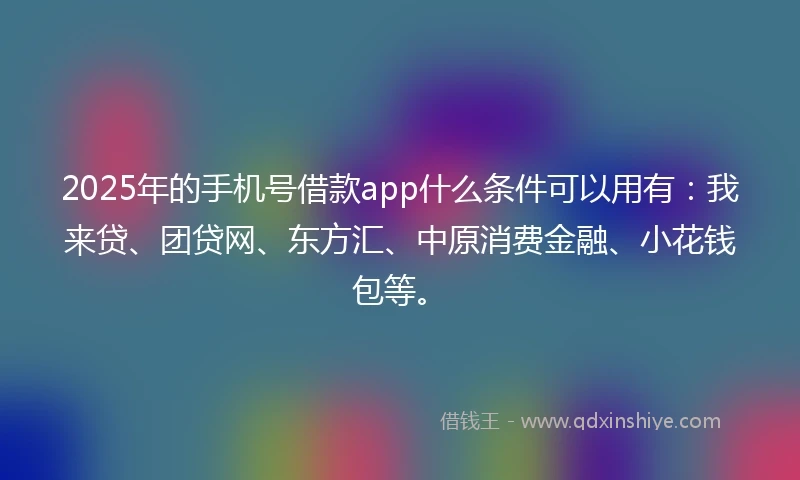 2025年的手机号借款app什么条件可以用有：我来贷、团贷网、东方汇、中原消费金融、小花钱包等。