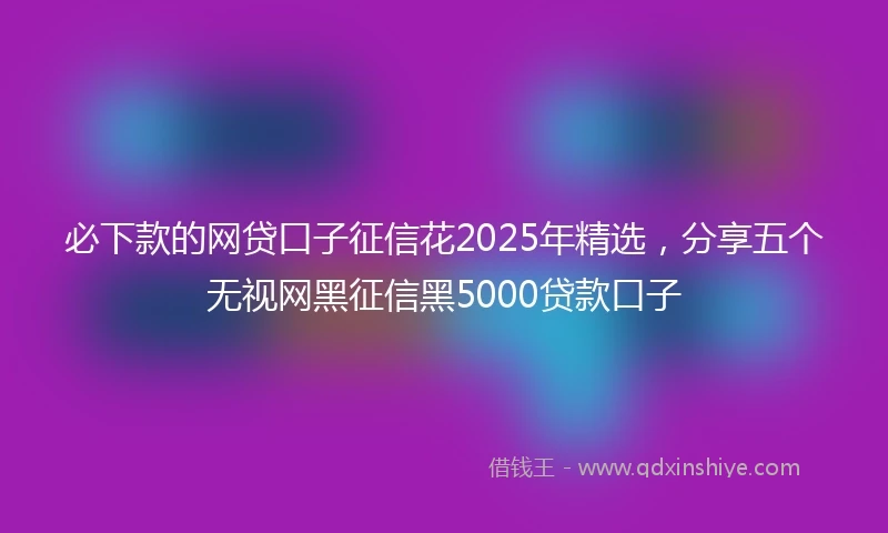 必下款的网贷口子征信花2025年精选，分享五个无视网黑征信黑5000贷款口子