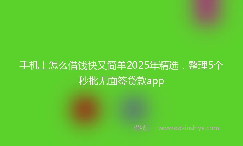 手机上怎么借钱快又简单2025年精选，整理5个秒批无面签贷款app
