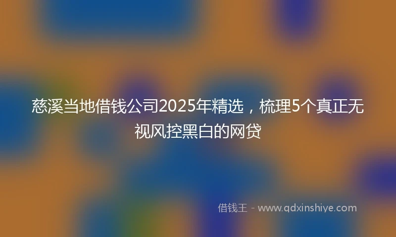 慈溪当地借钱公司2025年精选，梳理5个真正无视风控黑白的网贷