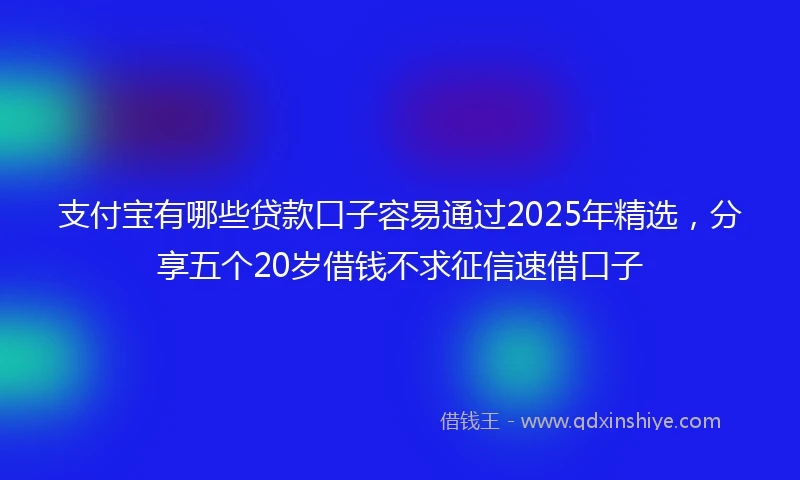 支付宝有哪些贷款口子容易通过2025年精选，分享五个20岁借钱不求征信速借口子