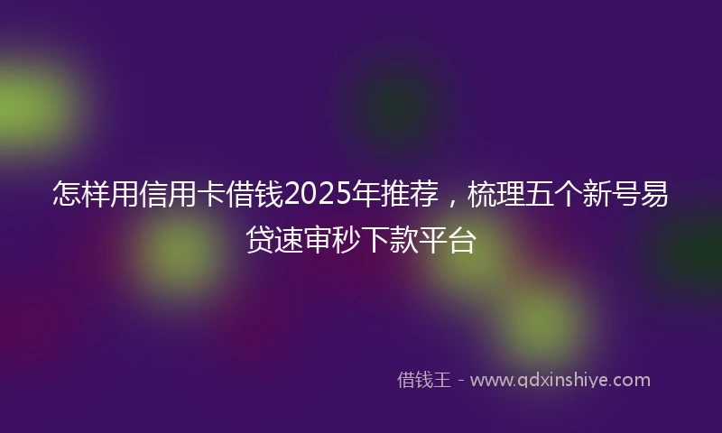 怎样用信用卡借钱2025年推荐，梳理五个新号易贷速审秒下款平台