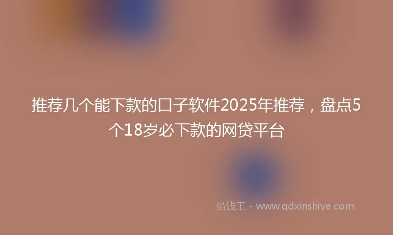 推荐几个能下款的口子软件2025年推荐，盘点5个18岁必下款的网贷平台