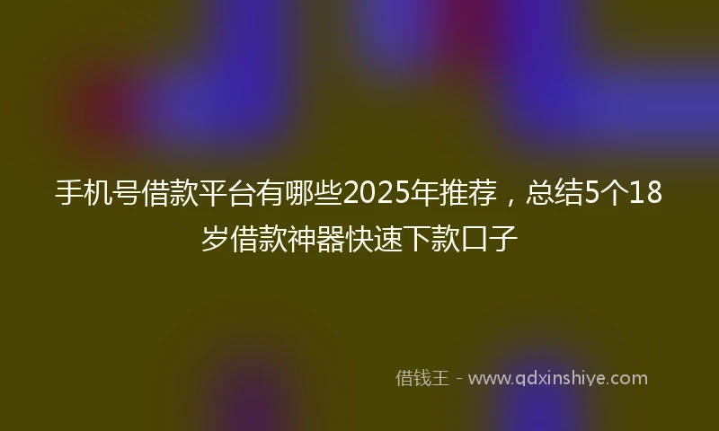 手机号借款平台有哪些2025年推荐，总结5个18岁借款神器快速下款口子