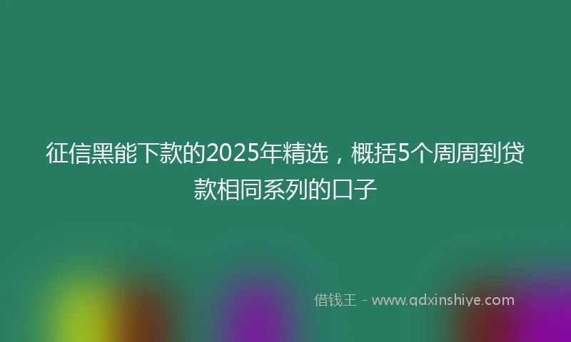 征信黑能下款的2025年精选,概括5个周周到贷款相同系列的口子