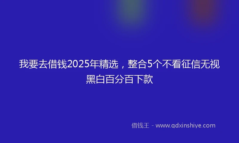 我要去借钱2025年精选，整合5个不看征信无视黑白百分百下款
