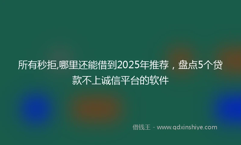 所有秒拒,哪里还能借到2025年推荐，盘点5个贷款不上诚信平台的软件