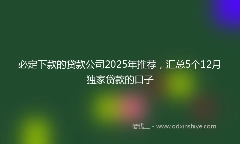 必定下款的贷款公司2025年推荐，汇总5个12月独家贷款的口子