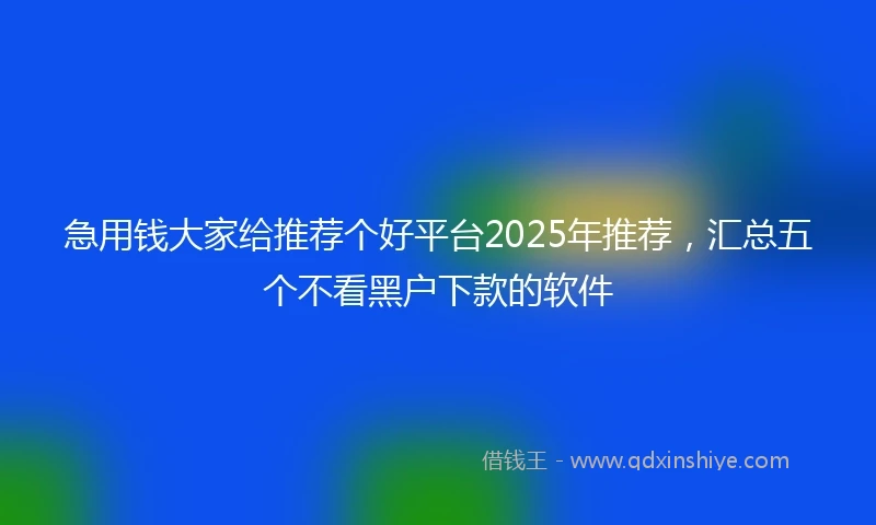 急用钱大家给推荐个好平台2025年推荐，汇总五个不看黑户下款的软件