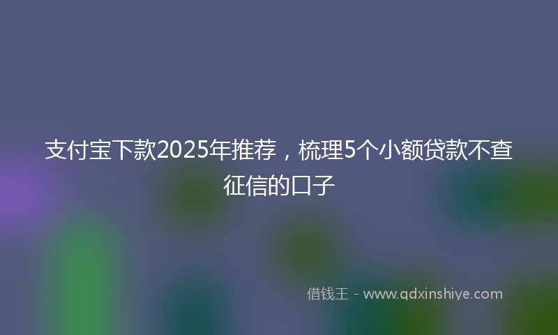 支付宝下款2025年推荐，梳理5个小额贷款不查征信的口子