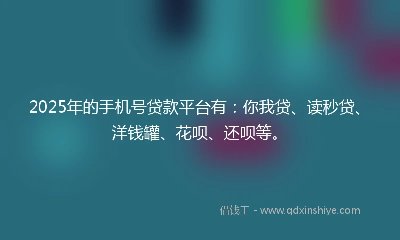 2025年的手机号贷款平台有：你我贷、读秒贷、洋钱罐、花呗、还呗等。