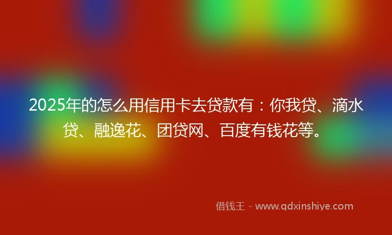 2025年的怎么用信用卡去贷款有：你我贷、滴水贷、融逸花、团贷网、百度有钱花等。