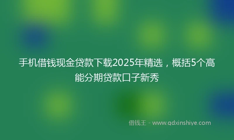 手机借钱现金贷款下载2025年精选，概括5个高能分期贷款口子新秀