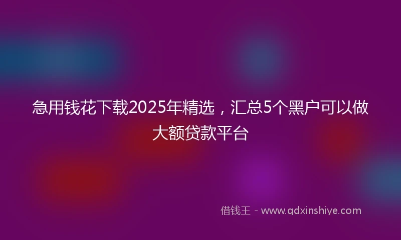 急用钱花下载2025年精选，汇总5个黑户可以做大额贷款平台