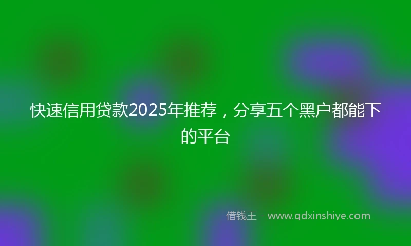 快速信用贷款2025年推荐，分享五个黑户都能下的平台