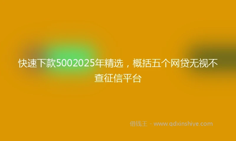 快速下款5002025年精选，概括五个网贷无视不查征信平台