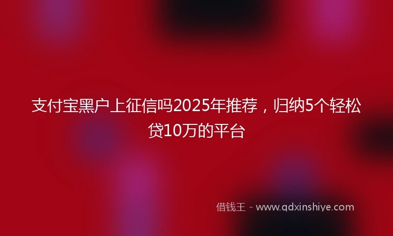 支付宝黑户上征信吗2025年推荐，归纳5个轻松贷10万的平台