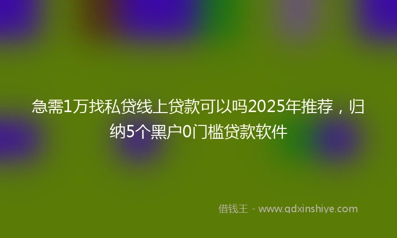 急需1万找私贷线上贷款可以吗2025年推荐，归纳5个黑户0门槛贷款软件