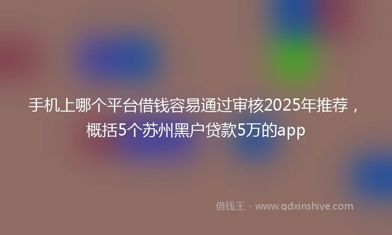 手机上哪个平台借钱容易通过审核2025年推荐，概括5个苏州黑户贷款5万的app
