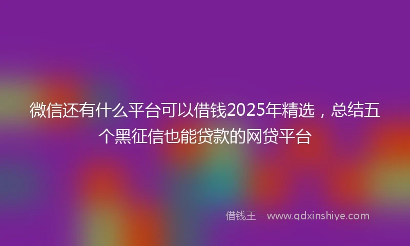 微信还有什么平台可以借钱2025年精选，总结五个黑征信也能贷款的网贷平台