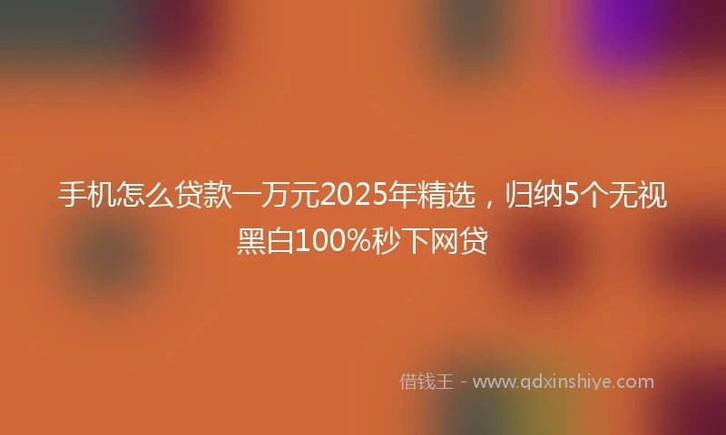 手机怎么贷款一万元2025年精选，归纳5个无视黑白100%秒下网贷