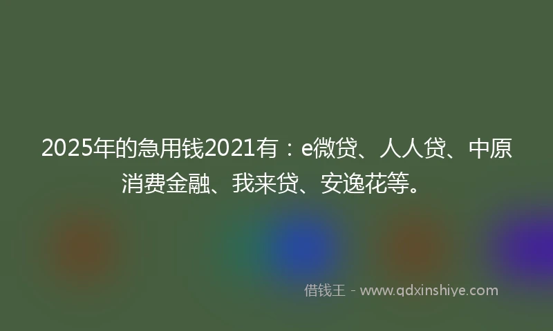 2025年的急用钱2021有：e微贷、人人贷、中原消费金融、我来贷、安逸花等。