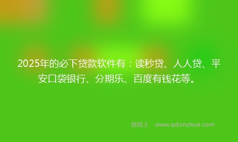 2025年的必下贷款软件有：读秒贷、人人贷、平安口袋银行、分期乐、百度有钱花等。