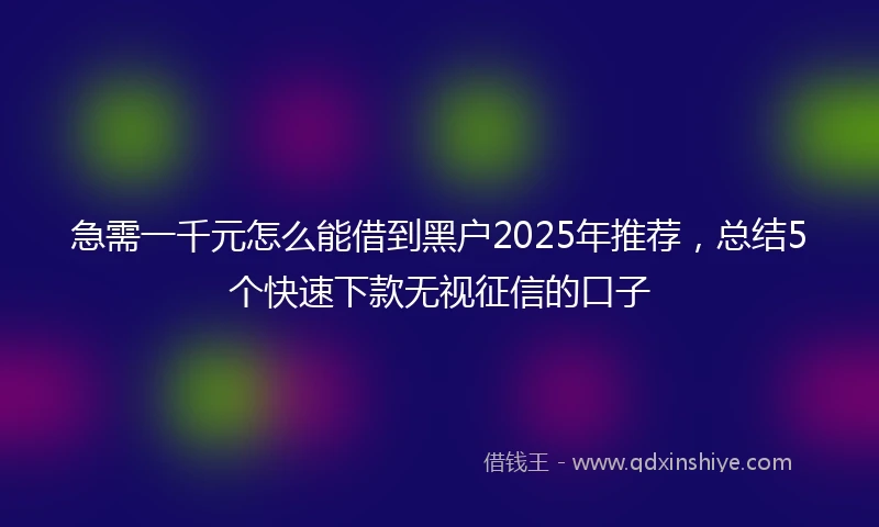 急需一千元怎么能借到黑户2025年推荐，总结5个快速下款无视征信的口子