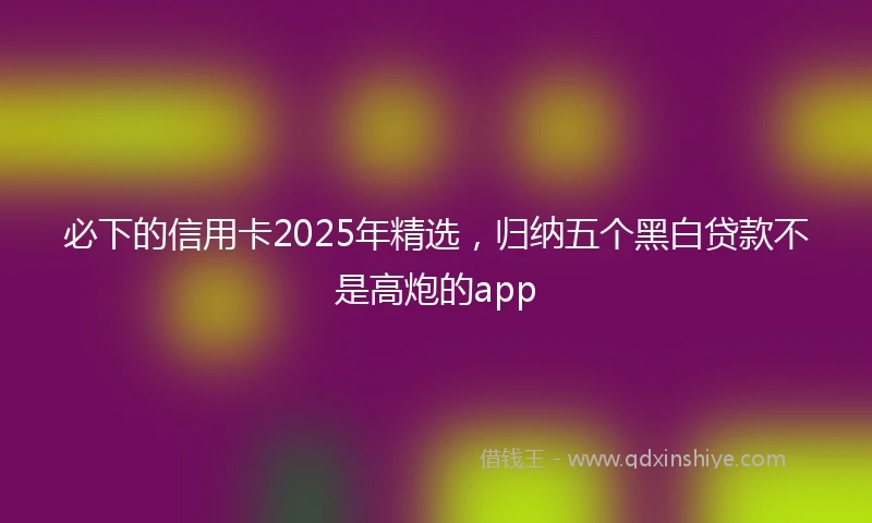 必下的信用卡2025年精选，归纳五个黑白贷款不是高炮的app