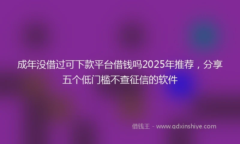 成年没借过可下款平台借钱吗2025年推荐，分享五个低门槛不查征信的软件