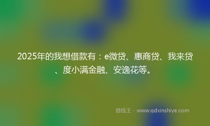 2025年的我想借款有：e微贷、惠商贷、我来贷、度小满金融、安逸花等。