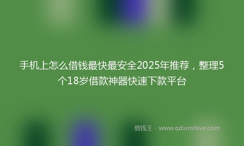 手机上怎么借钱最快最安全2025年推荐，整理5个18岁借款神器快速下款平台