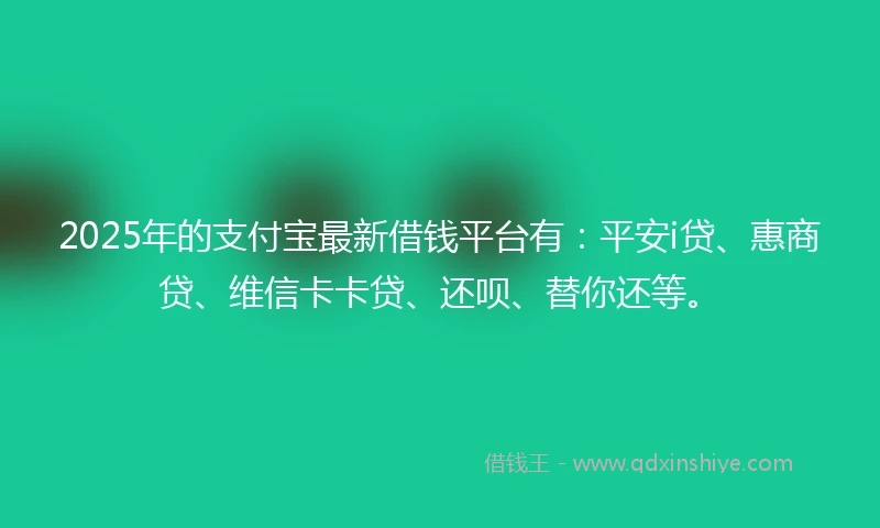 2025年的支付宝最新借钱平台有：平安i贷、惠商贷、维信卡卡贷、还呗、替你还等。