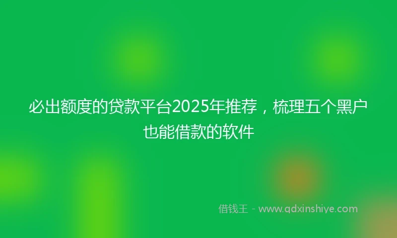 必出额度的贷款平台2025年推荐，梳理五个黑户也能借款的软件