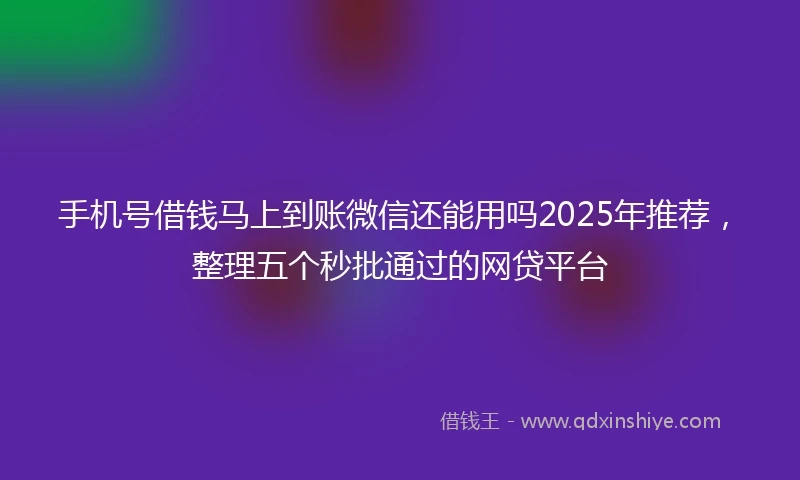 手机号借钱马上到账微信还能用吗2025年推荐，整理五个秒批通过的网贷平台