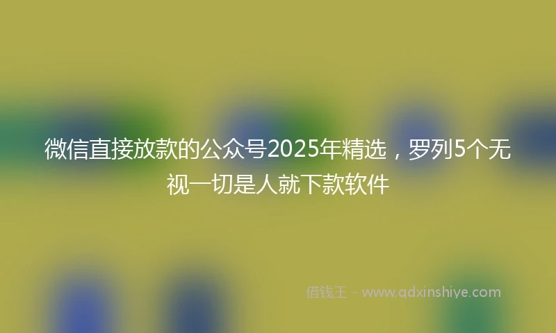 微信直接放款的公众号2025年精选，罗列5个无视一切是人就下款软件