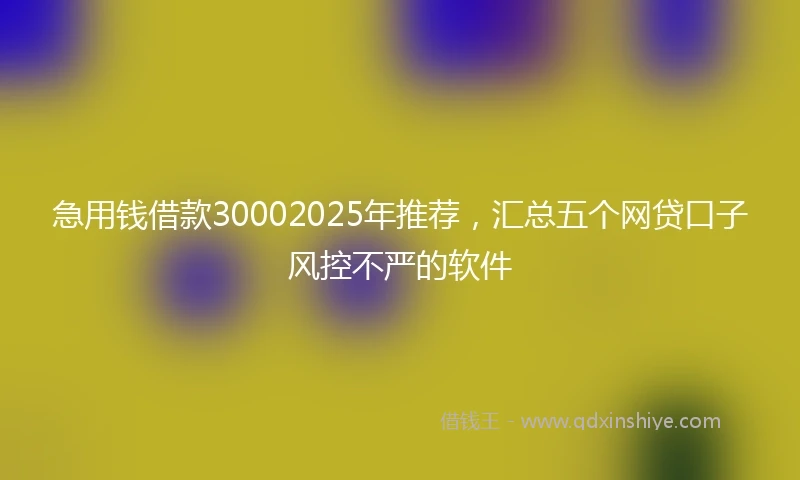 急用钱借款30002025年推荐，汇总五个网贷口子风控不严的软件