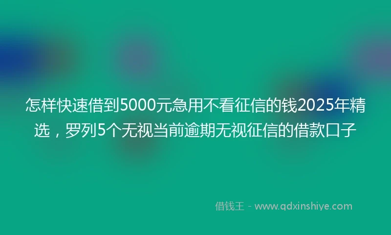 怎样快速借到5000元急用不看征信的钱2025年精选，罗列5个无视当前逾期无视征信的借款口子