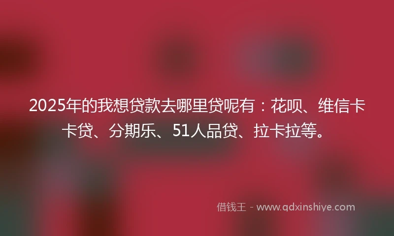 2025年的我想贷款去哪里贷呢有：花呗、维信卡卡贷、分期乐、51人品贷、拉卡拉等。