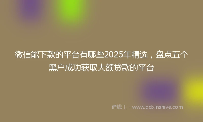 微信能下款的平台有哪些2025年精选，盘点五个黑户成功获取大额贷款的平台