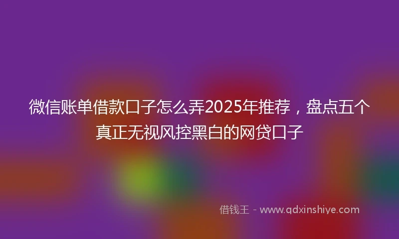 微信账单借款口子怎么弄2025年推荐，盘点五个真正无视风控黑白的网贷口子