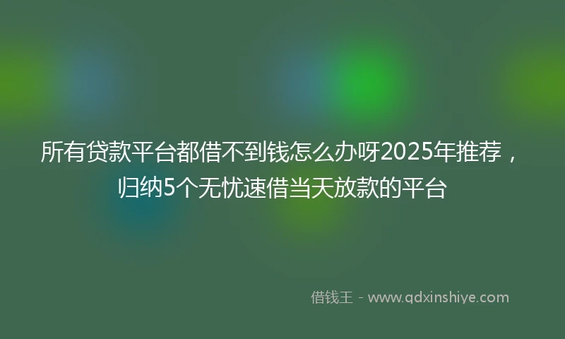 所有贷款平台都借不到钱怎么办呀2025年推荐，归纳5个无忧速借当天放款的平台