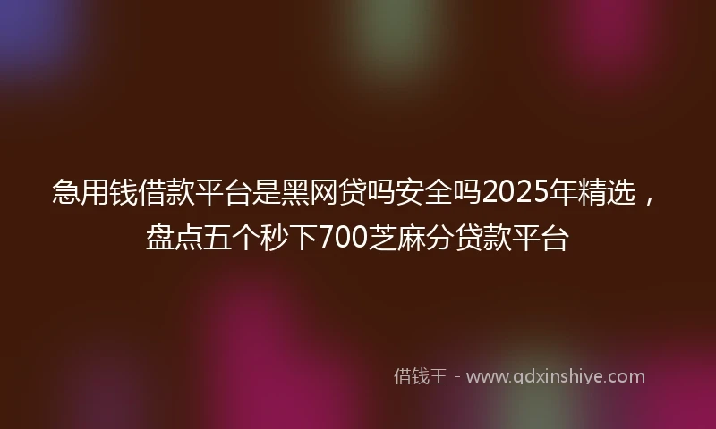 急用钱借款平台是黑网贷吗安全吗2025年精选，盘点五个秒下700芝麻分贷款平台