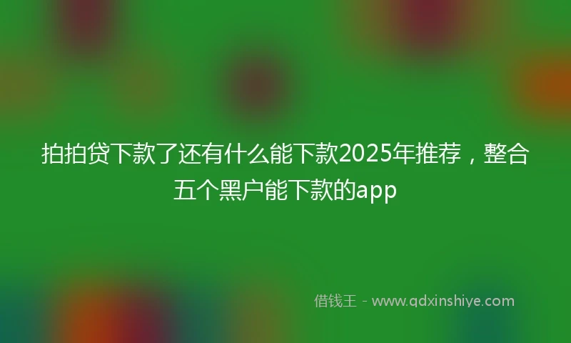 拍拍贷下款了还有什么能下款2025年推荐，整合五个黑户能下款的app
