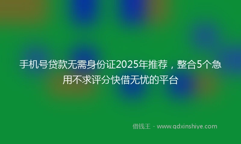 手机号贷款无需身份证2025年推荐，整合5个急用不求评分快借无忧的平台