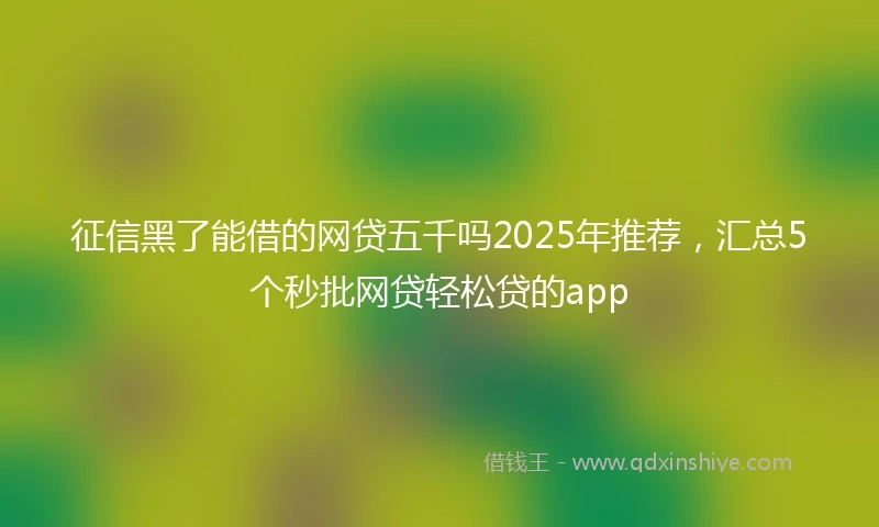 征信黑了能借的网贷五千吗2025年推荐，汇总5个秒批网贷轻松贷的app