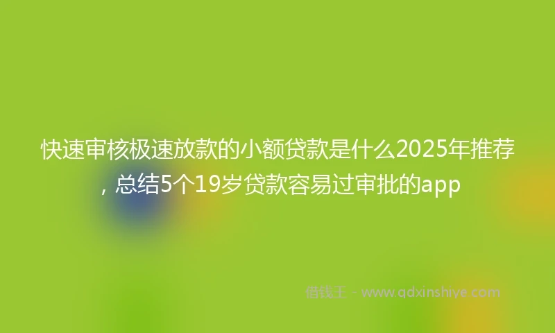 快速审核极速放款的小额贷款是什么2025年推荐，总结5个19岁贷款容易过审批的app