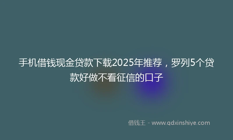 手机借钱现金贷款下载2025年推荐，罗列5个贷款好做不看征信的口子