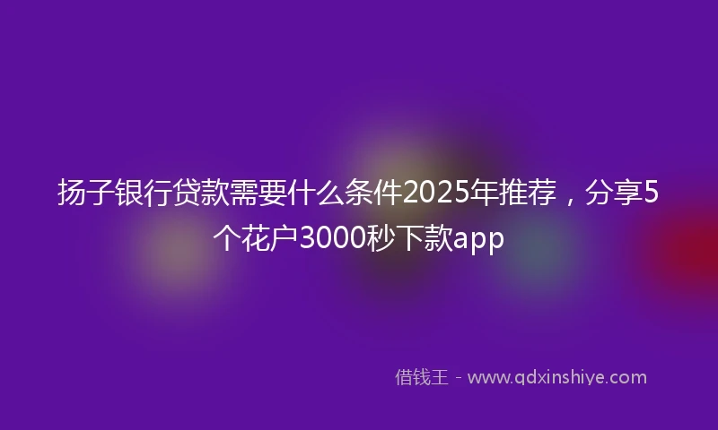 扬子银行贷款需要什么条件2025年推荐，分享5个花户3000秒下款app
